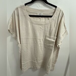 Blu Pepper/Perch Plus short sleeve boxy cut linen top